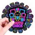 Neon animal stickers pack with waterproof PVC photo chick design for laptop and DIY decor - RXHA5010-
