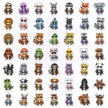 50 pièces autocollants d'animaux samouraïs pour scrapbooking et décoration de téléphone - Style Animal Samouraï Dessin Animé (RXHY0066)