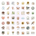 Primer plano de 49 pegatinas de acuarela con animales y flores para decorar - Variedad de vida diaria estilo acuarela (T01043286)