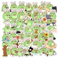 Simpatici adesivi con rane verdi e orecchie da coniglio per scrapbooking, set impermeabile - Serie Rane Cartone Animato (RXHC0024)