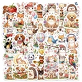Detailed spread of cute watercolor animal stickers including cats, dogs and rabbits - Healing Cartoon Animal Style (T01043306)