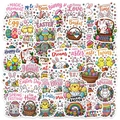 50 kleurrijke Pasen aquarel stickers met konijnen en eieren, waterdicht voor laptops - Pasen Aquarel Cartoon Stickers Set (T01043291)