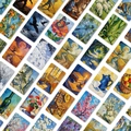 Detail of Impressionist oil painting cards featuring Van Gogh style landscapes and flowers - Oil Painting Art Style (RXHB0145)