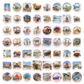 Set of 56 cartoon world landmark stickers featuring iconic global travel monuments - World Landmark Style(RXHC0027)
