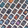 Dettaglio di 36 carte mitiche cielo stellato con accenti dorati e illustrazioni fantasy - Rxhb0142