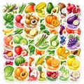 50 Aquarell Obst und Gemüse Aufkleber mit weißem Rand für DIY-Dekoration - T01043292