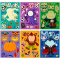 Set di adesivi di Halloween fai da te con facce di fantasmi zucche e mostri vari - Adesivi Crea-Faccia Cartoon di Halloween (T01041210)
