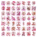 Set di 49 adesivi teschio rosa con motivi a cuore per decorazione di borracce - Collezione di Teschi in Cartone Animato Rosa (RXHA5015)