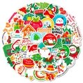 50 farbenfrohe Weihnachtsaufkleber mit Weihnachtsmann und Rentier für DIY Dekoration - Weihnachtsthema Sortierter Stil (T01041138)