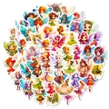 Close-up of waterproof fairy girl stickers with colorful wings for DIY scrapbooking - Flower Fairy Style
