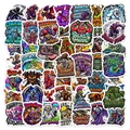 Set di 50 adesivi graffiti di mostri dei cartoni animati per decorare laptop e superfici - Stile Mostro Graffiti Multicolore (T01043301)