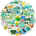 Environmental protection stickers set with green earth and eco life recycle icons - Green Eco-Friendly Series (T01040721)