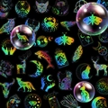 Holographic mystical stickers with moth and moon designs for motorcycles and cars - T01040646 Transparent Laser Sticker - 100 Magical World Stickers