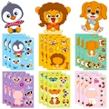 DIY Cartoon Tier Sticker Set für Kinder mit 6 verschiedenen Themen und 18 Zubehörteilen - Tier-Themen-Sammlung