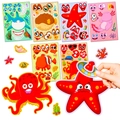 DIY sea animal stickers for kids featuring shark octopus and starfish mix and match set - Marine Life Face Change Style (T01041212)