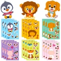 6-pack of children's DIY animal dress-up puzzle stickers with assorted cartoon face features - Animal Theme Collection