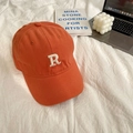 Detail of orange cotton baseball cap featuring high-quality white letter R embroidery - 55-59cm (Adjustable) / Orange