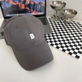 Detail of embroidered white letter B on a dark gray cotton twill baseball cap - Large Size Adjustable / Gray