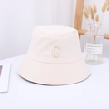 Minimalist beige bucket hat with C letter embroidery for casual sun protection style - 55-59CM / Beige