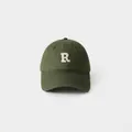 Dark green baseball cap with white embroidered R letter on front for a retro look - 59-65cm (Adjustable) / Army Green