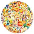 Set of 56 oil painting style artistic stickers with colorful animal and food patterns - Oil Painting Style Multi-Pattern Set (T01043048)
