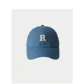 Classic blue cotton baseball cap with white embroidered R letter and wide brim - 59-65cm (Adjustable) / Haze Blue