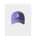 Purple oversized baseball cap with white embroidered R patch in soft cotton twill - 59-65cm (Adjustable) / Purple