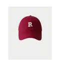 Classic deep red baseball cap featuring a white R letter patch with a curved brim design - 59-65cm (Adjustable) / Burgundy