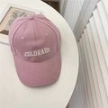 Pink wide brim baseball cap for large heads with Colorado embroidery and cotton twill texture - 55-59cm (Adjustable) / Pink