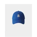 Navy blue cotton baseball cap with white R letter towel embroidery in soft top style - 59-65cm (Adjustable) / Sapphire Blue