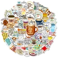 Set di 56 adesivi a tema caffè cartone animato per decorare valigie e laptop - T01043006