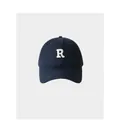 Navy blue cotton baseball cap with white embroidered R letter on light gray background - 59-65cm (Adjustable) / Navy