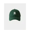 Dark green soft-top baseball cap featuring a white fleece embroidered R letter patch - 59-65cm (Adjustable) / Dark Green