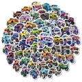 Vibrant cartoon monster truck sticker set featuring colorful watercolor off-road vehicle designs - Monster Truck Theme Pattern (T01043083)