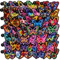 50 Stück bunte Neon-Schmetterlings-Sticker, wasserfest mit Aufreißlasche für Skateboards - Neon-Schmetterling-Stil (T01043115)
