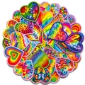 56Pcs colorful heart stickers set with rainbow floral patterns for DIY scrapbooking - Colorful Heart Style (T01043091)