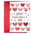 Valentine's Day greeting card set with artistic heart patterns and red envelope - Love Heart Illustration Style (T020402179)