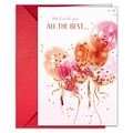 Detalle de una tarjeta de felicitación acuarela con globos rosas y rosas en sobre rojo - Estilo Rosa de Globo de Acuarela (T020402186)