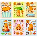 Set di 6 simpatici adesivi Capybara con varie scene di vacanza e vita quotidiana - Adesivi Serie Vita in Vacanza Capibara (T01043110)