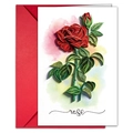 Vista macro de rosa de filigrana de papel hecha a mano en este set de tarjetas rojas - Estilo de Rosa en Filigrana de Papel 3D (T020402183)