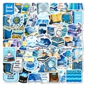 56-teiliges Set blaue Buchliebhaber-Aufkleber für Journaling und Planerdekoration - 50 Stück/Packung