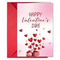 Detail of Valentine's Day card with red heart gift box illustration and matching envelope - Heart Gift Box Style (T020402180)