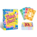 Detail view of the Think Fast tabletop game box and the set of 50 colorful numeric cards - Think Fast Intelligence Cards (T01043086)
