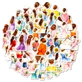 Set of watercolor girl back view stickers for DIY scrapbooking and planners decoration - Fresh Watercolor Girl Back View Style (T01043117)