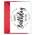 Biglietto di compleanno verticale con stelle colorate e busta rossa coordinata - Carattere Artistico Nero Con Stile Stelle Colorate (T020402104)