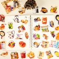 56er Set Aquarell Aufkleber mit Küchenmotiven auf einem Spiralnotizbuch dekoriert - Küchen-Gourmet Handgezeichneter Aquarell-Stil (T01043141)