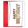 Biglietto di compleanno colorato con busta rossa e tipografia artistica vintage - Stile Carattere 3D Consistenza Giornale Retrò (T020402107)
