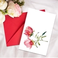 Tarjeta de flores con acuarelas rosas y sobre rojo sobre seda blanca para regalos - Flor de Acuarela Rosa