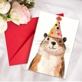 Creative animal birthday card featuring a cute hand-painted otter and red envelope - Otter Style