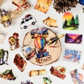 Set di adesivi retrò da viaggio e outdoor con disegni ad acquerello di mongolfiera - Stile Di Viaggio All'aperto Retrò (T01043142)